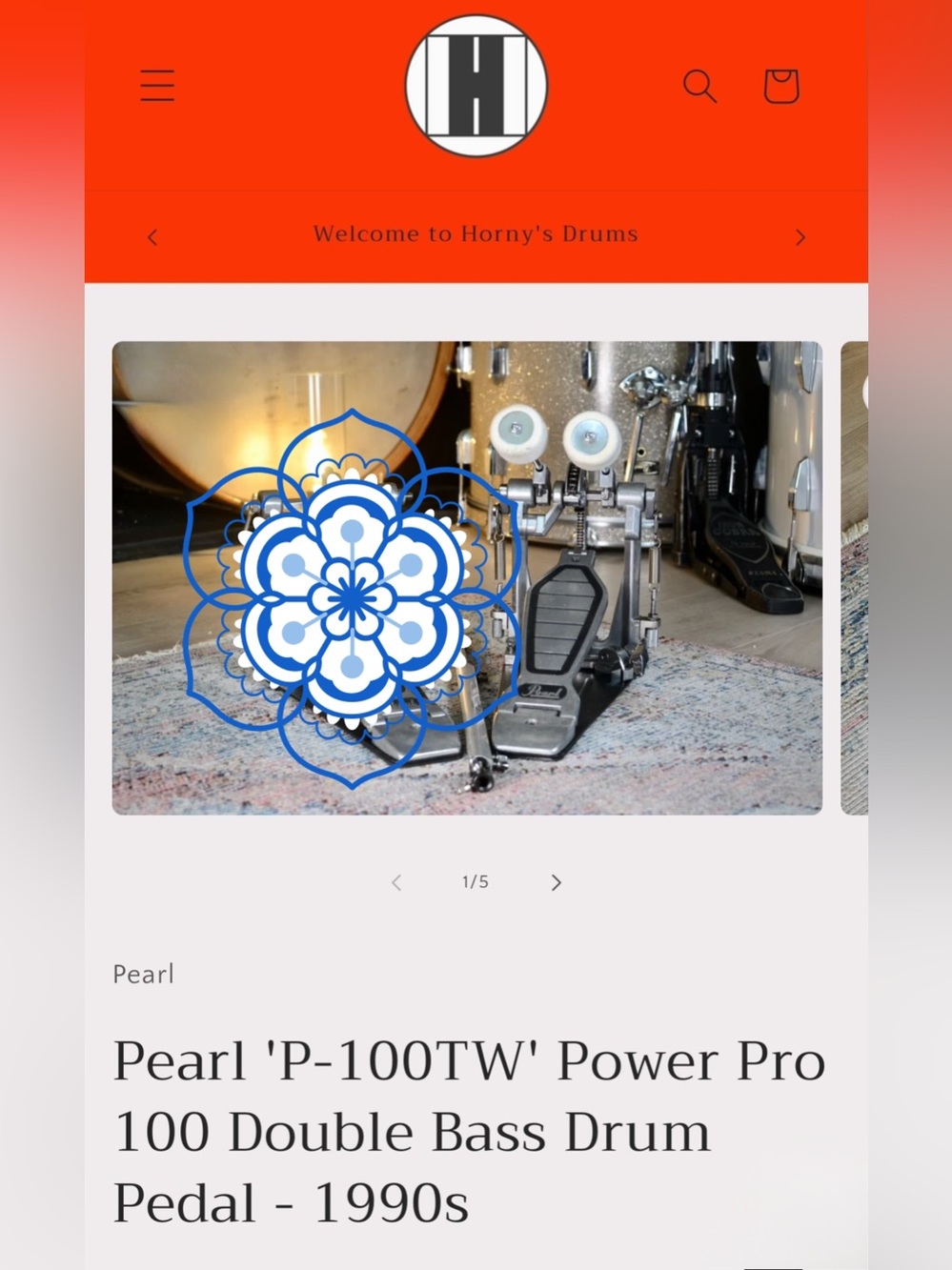 90’s Pearl P-100TW Power pro bass drum pedal- single pedal from double set up